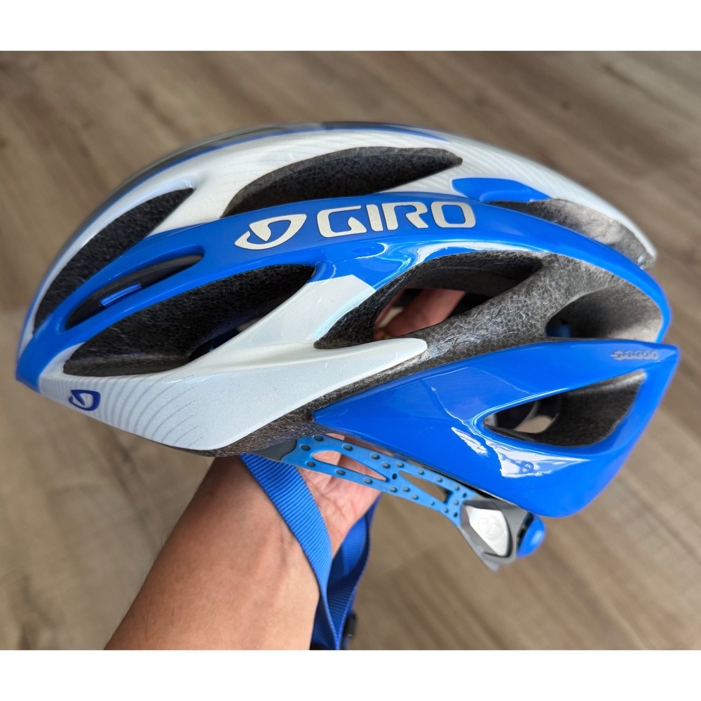 Giro Saros G266 Road Cycling Helmet Blue Silver White Large 59-63cm Roc Loc